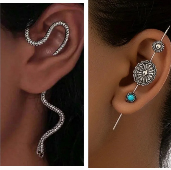 Two earrings antique style pin and snake NWOT - Picture 1 of 5